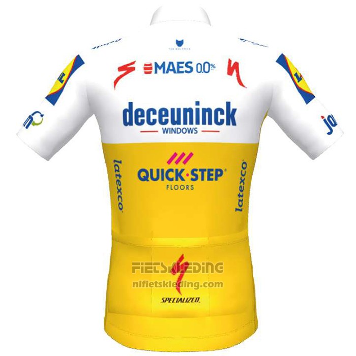2020 Fietskleding Deceuninck Quick Step Wit Geel Korte Mouwen en Koersbroek